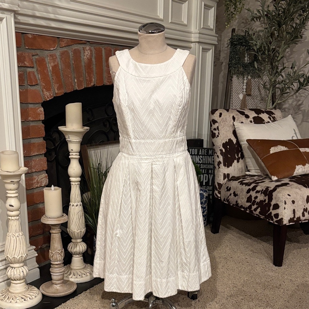White House Black Market White Textured Midi Dress